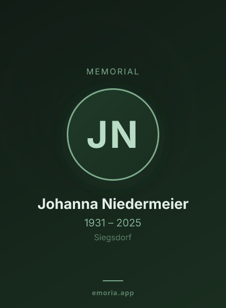 Memorial portrait of Johanna Niedermeier