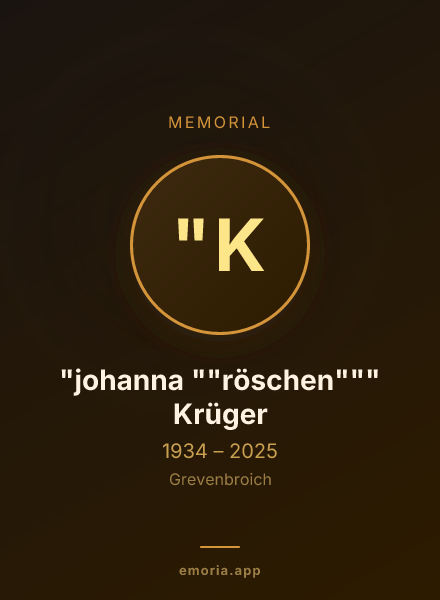 Memorial portrait of "johanna ""röschen""" Krüger