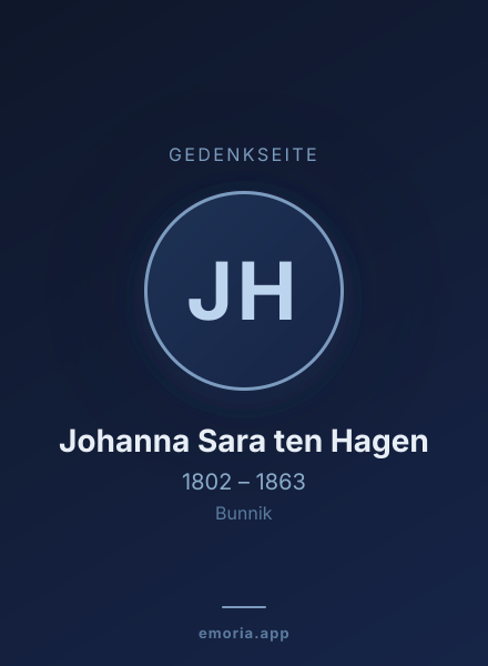 Gedenkportrait von Johanna Sara ten Hagen