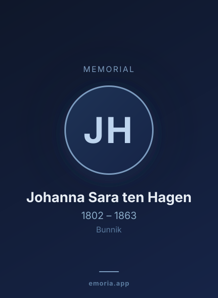 Memorial portrait of Johanna Sara ten Hagen