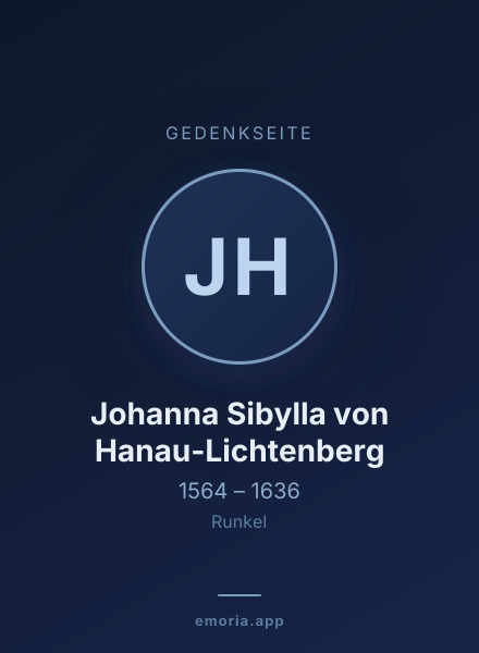 Gedenkportrait von Johanna Sibylla von Hanau-Lichtenberg