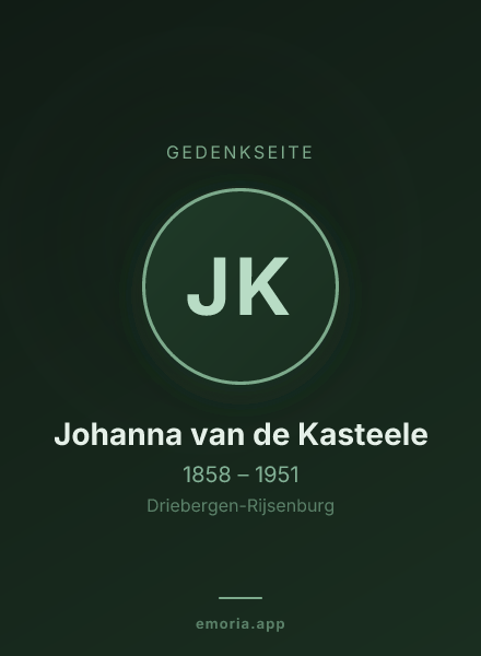 Gedenkportrait von Johanna van de Kasteele
