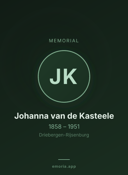 Memorial portrait of Johanna van de Kasteele