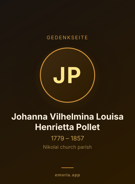 Gedenkportrait von Johanna Vilhelmina Louisa Henrietta Pollet