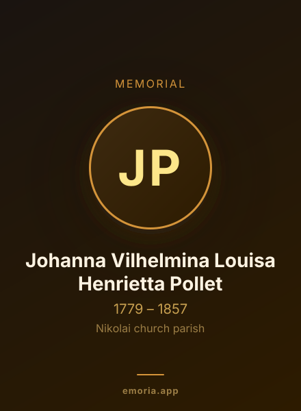Memorial portrait of Johanna Vilhelmina Louisa Henrietta Pollet
