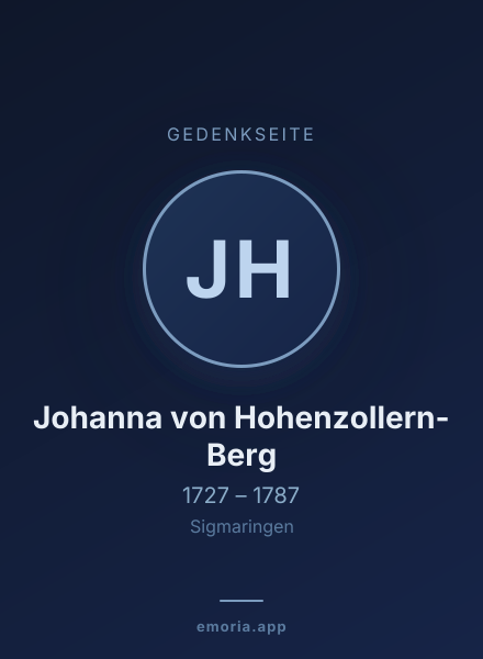 Gedenkportrait von Johanna von Hohenzollern-Berg