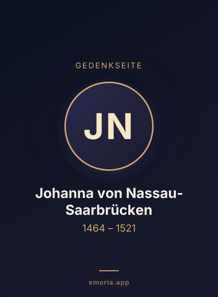 Gedenkportrait von Johanna von Nassau-Saarbrücken