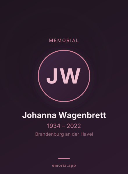 Memorial portrait of Johanna Wagenbrett