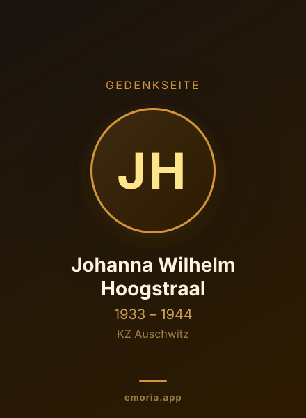 Gedenkportrait von Johanna Wilhelm Hoogstraal