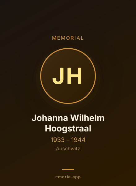 Memorial portrait of Johanna Wilhelm Hoogstraal