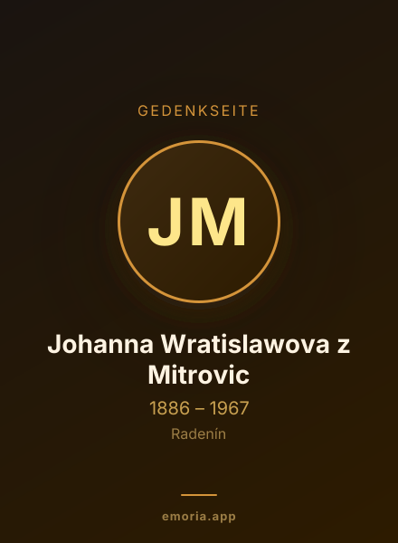 Gedenkportrait von Johanna Wratislawova z Mitrovic