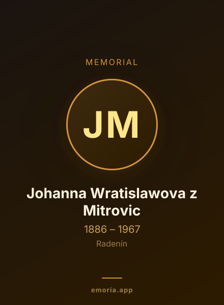 Memorial portrait of Johanna Wratislawova z Mitrovic