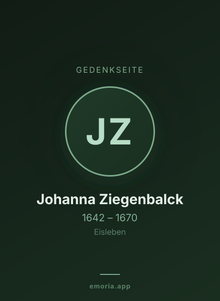 Gedenkportrait von Johanna Ziegenbalck