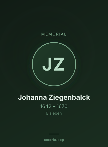 Memorial portrait of Johanna Ziegenbalck