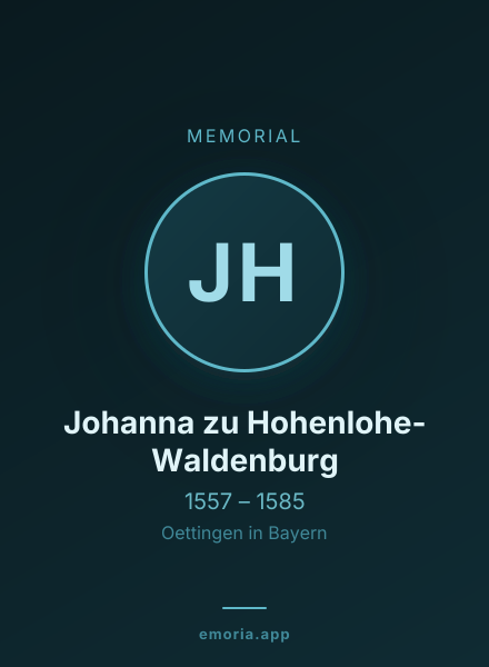 Memorial portrait of Johanna zu Hohenlohe-Waldenburg