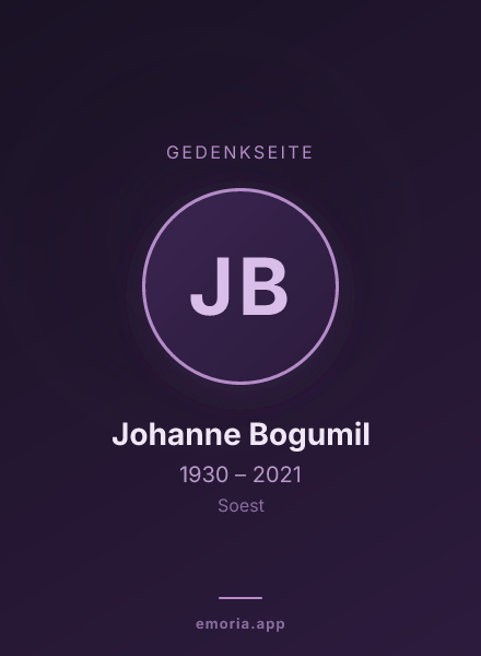 Gedenkportrait von Johanne Bogumil
