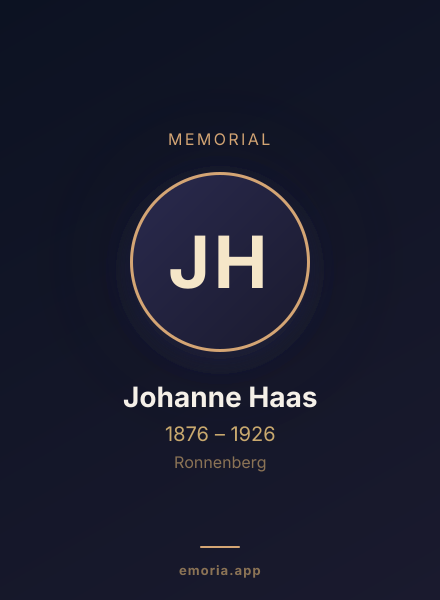 Memorial portrait of Johanne Haas