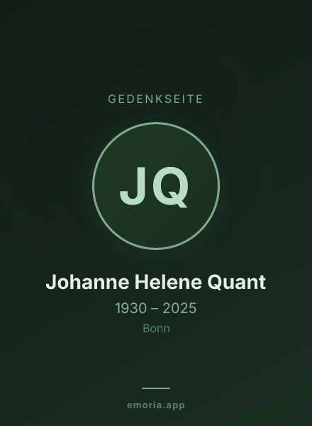 Gedenkportrait von Johanne Helene Quant