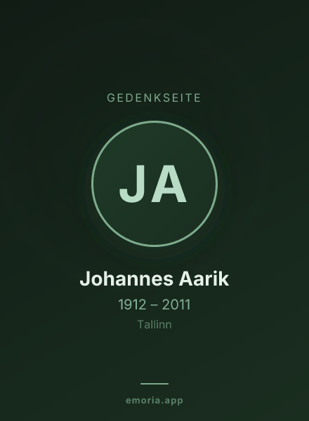 Gedenkportrait von Johannes Aarik