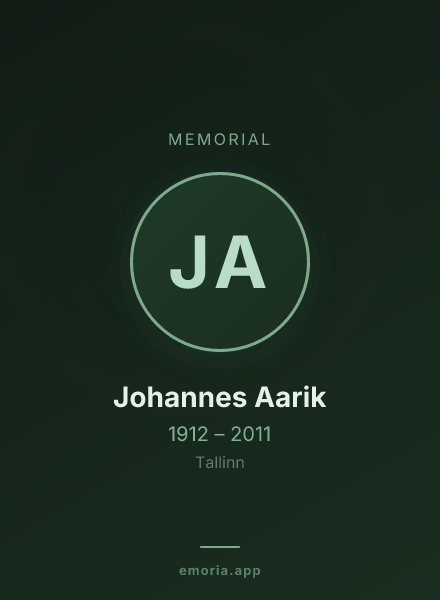 Memorial portrait of Johannes Aarik