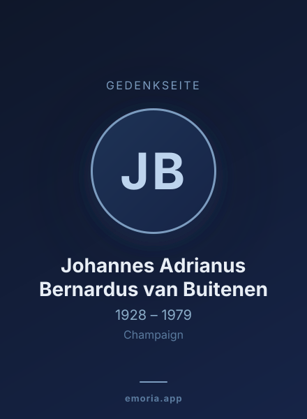 Gedenkportrait von Johannes Adrianus Bernardus van Buitenen