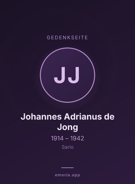 Gedenkportrait von Johannes Adrianus de Jong