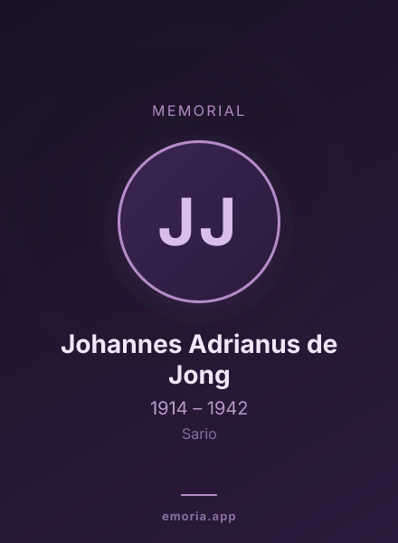 Memorial portrait of Johannes Adrianus de Jong