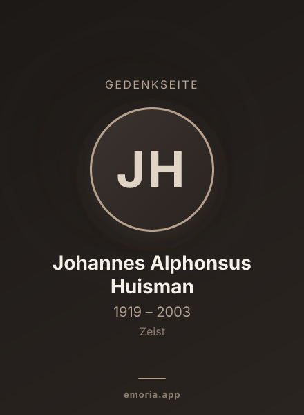 Gedenkportrait von Johannes Alphonsus Huisman