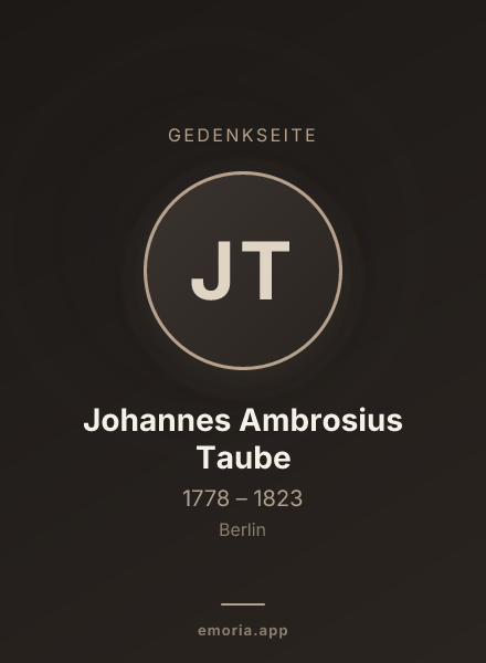 Gedenkportrait von Johannes Ambrosius Taube