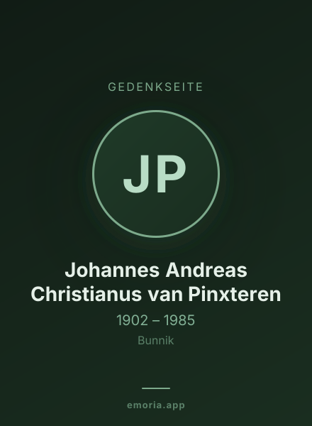 Gedenkportrait von Johannes Andreas Christianus van Pinxteren