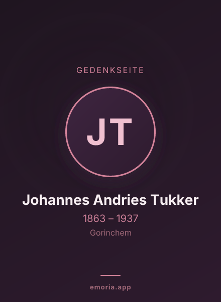Gedenkportrait von Johannes Andries Tukker