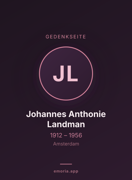 Gedenkportrait von Johannes Anthonie Landman