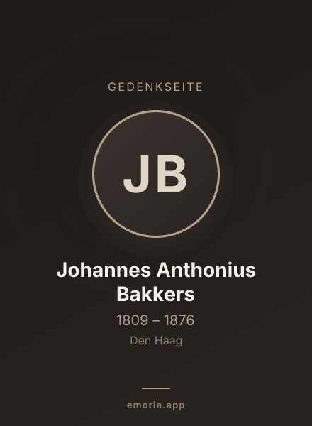 Gedenkportrait von Johannes Anthonius Bakkers