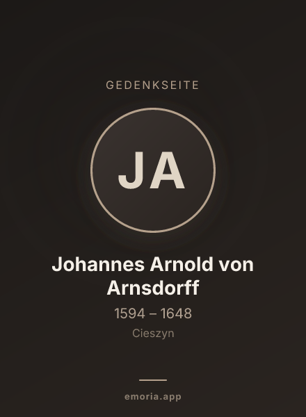 Gedenkportrait von Johannes Arnold von Arnsdorff