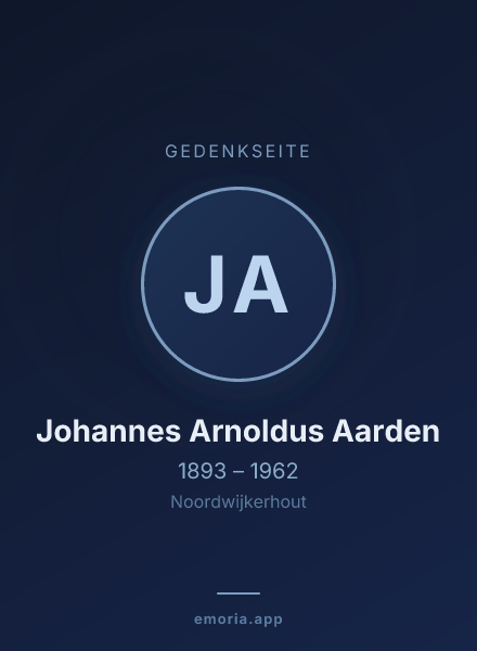 Gedenkportrait von Johannes Arnoldus Aarden