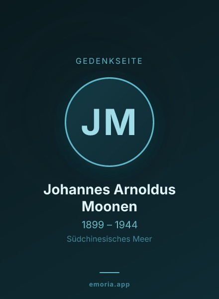 Gedenkportrait von Johannes Arnoldus Moonen