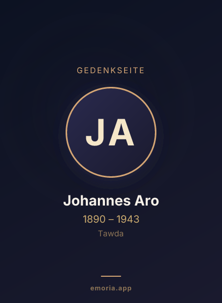 Gedenkportrait von Johannes Aro