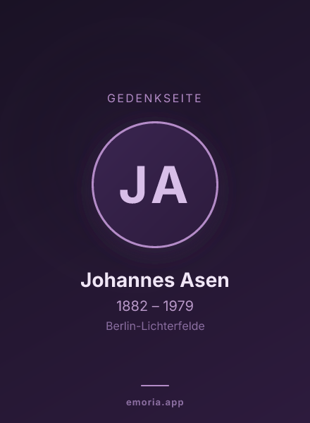 Gedenkportrait von Johannes Asen
