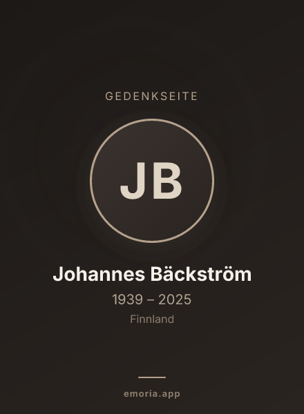 Gedenkportrait von Johannes Bäckström