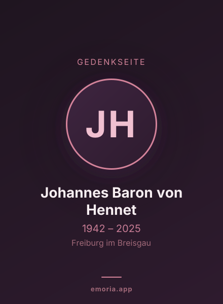 Gedenkportrait von Johannes Baron von Hennet
