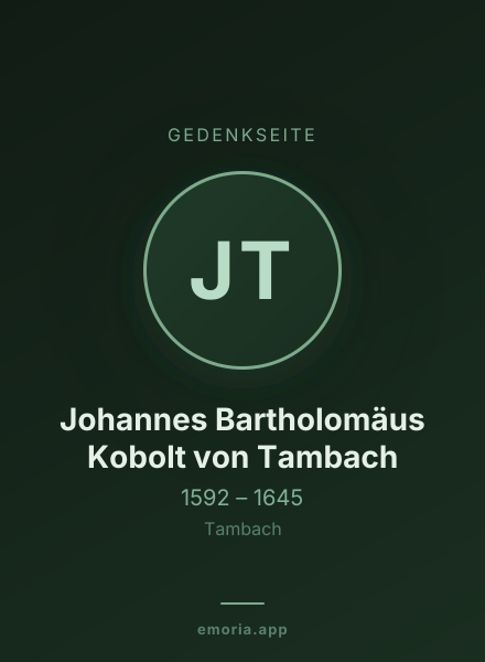 Gedenkportrait von Johannes Bartholomäus Kobolt von Tambach