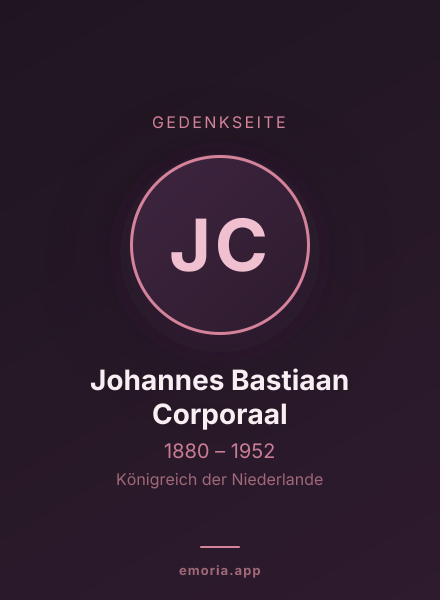 Gedenkportrait von Johannes Bastiaan Corporaal