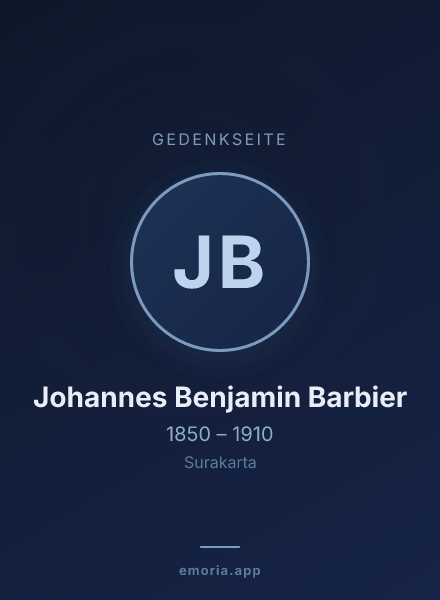 Gedenkportrait von Johannes Benjamin Barbier
