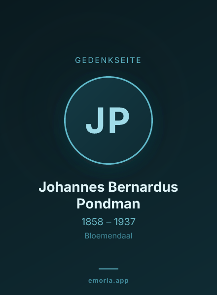 Gedenkportrait von Johannes Bernardus Pondman