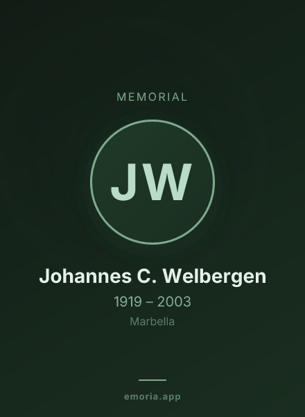 Memorial portrait of Johannes C. Welbergen