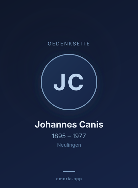 Gedenkportrait von Johannes Canis