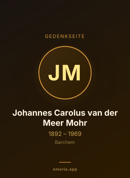 Gedenkportrait von Johannes Carolus van der Meer Mohr