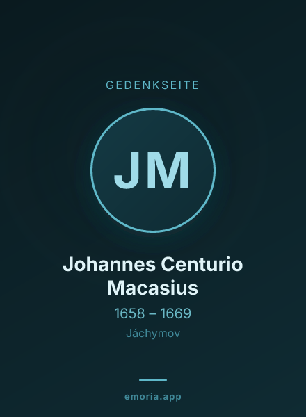 Gedenkportrait von Johannes Centurio Macasius