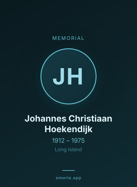 Memorial portrait of Johannes Christiaan Hoekendijk