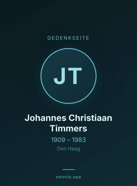 Gedenkportrait von Johannes Christiaan Timmers